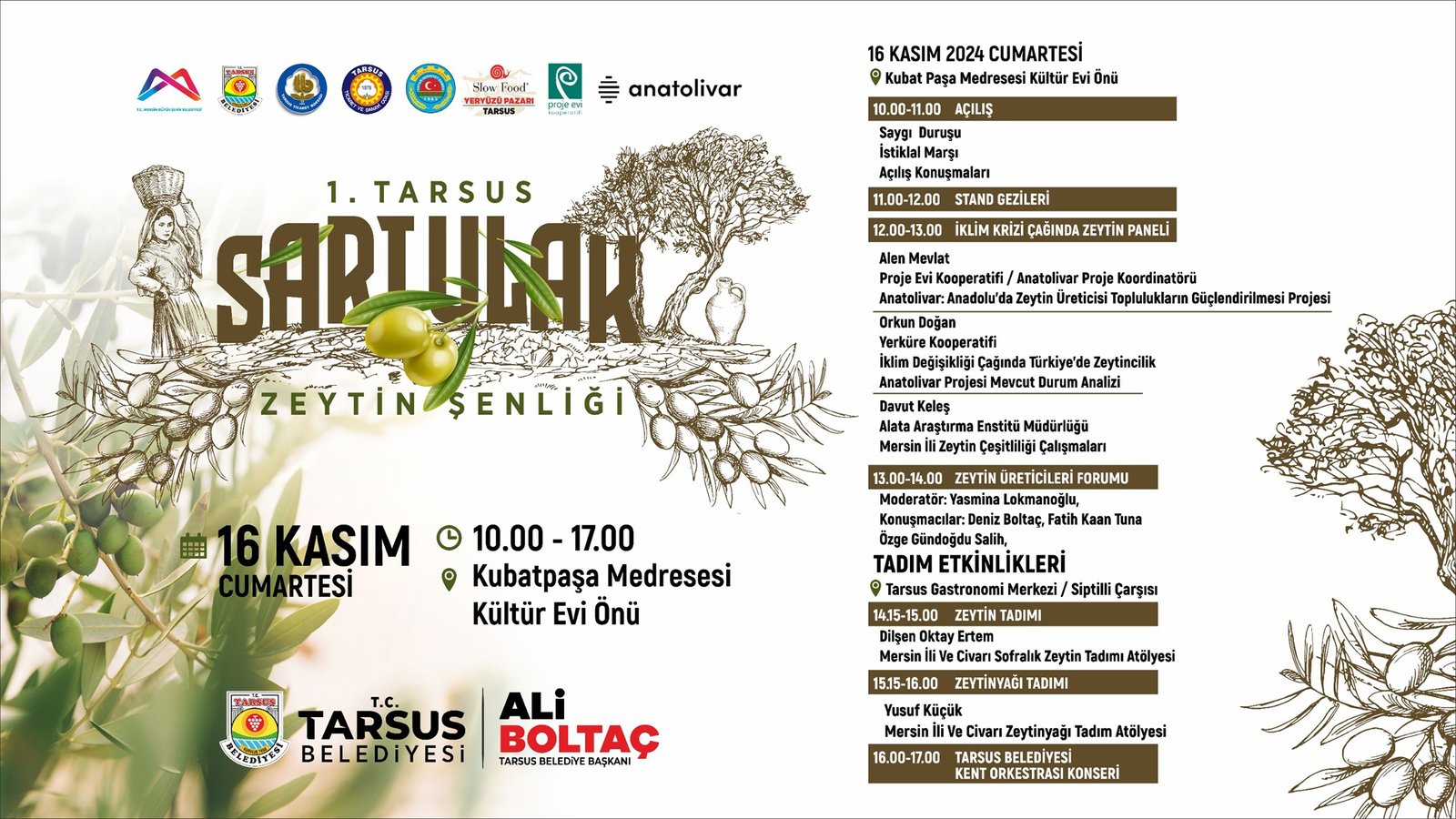 1. TARSUS SARIULAK ZEYTİN ŞENLİĞİ BAŞLIYOR